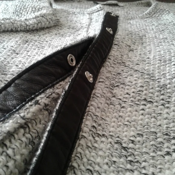 Sandro Paris Cotton Blend Leather Trim Cardigan Size 2 (M) - Picture 4 of 15